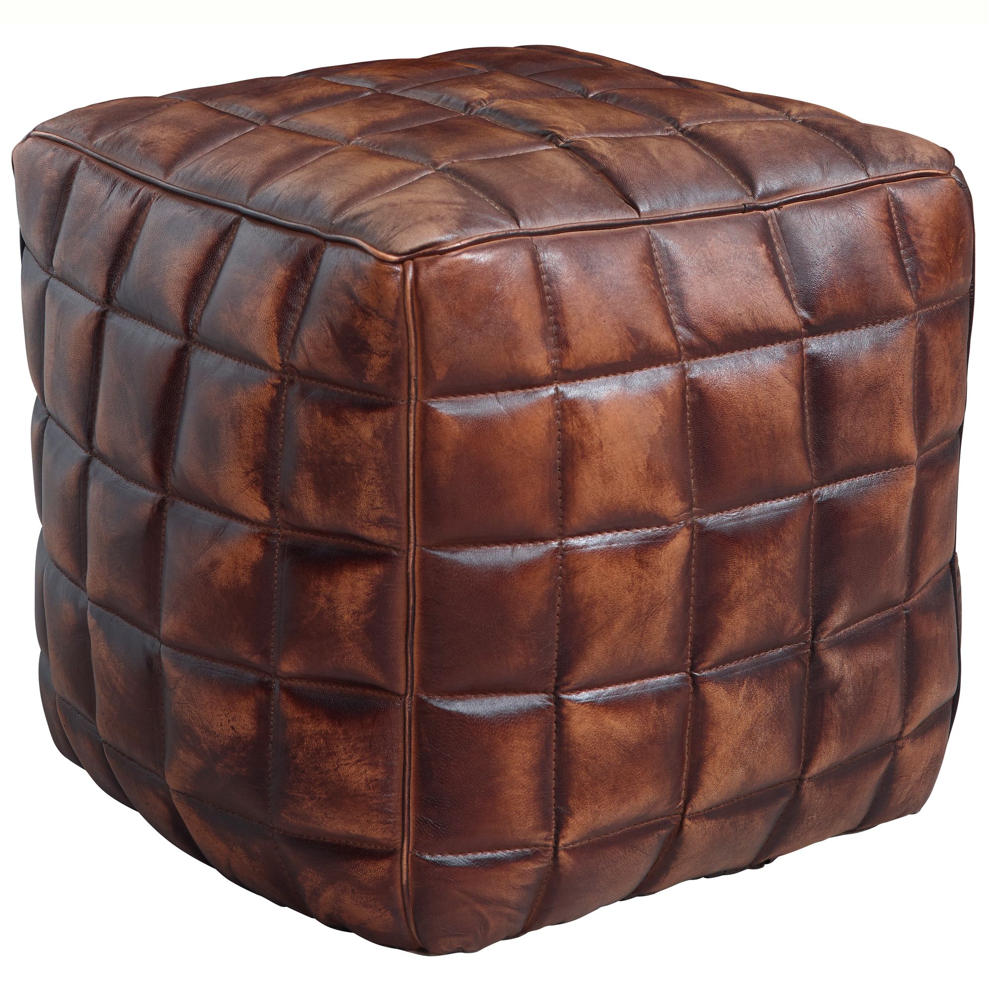 Cubing stanley genuine leather brown 47 x 41 x 47 cm ottoman living room