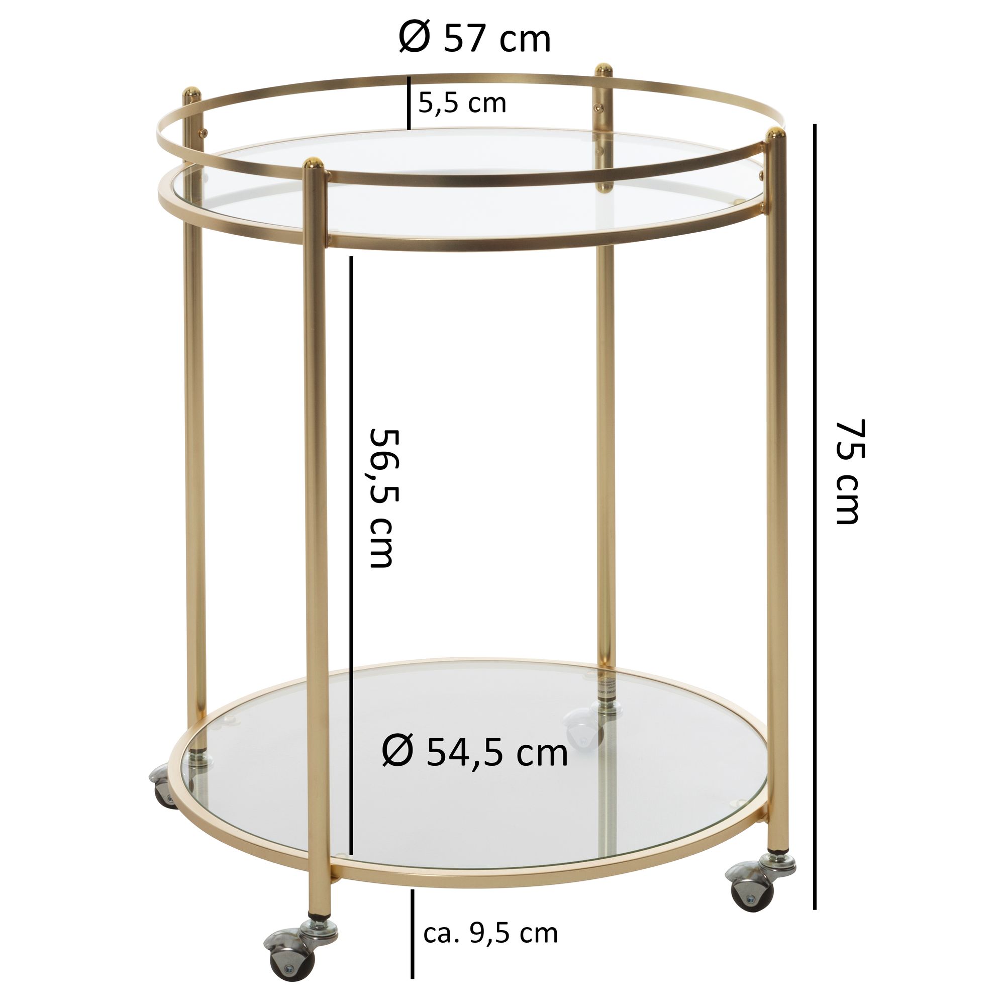 Design chariot de service JAMES Or Ø 57 cm