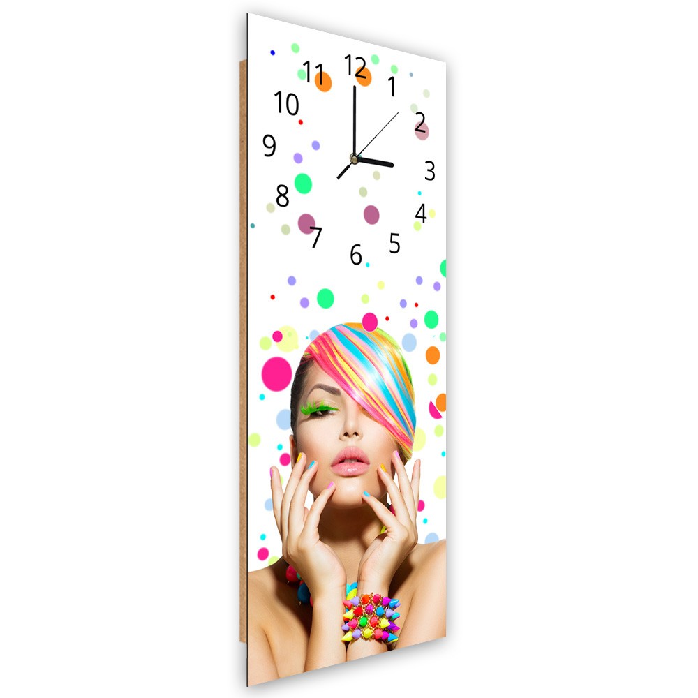 Classic fiberboard and paper wall clock with woman motif