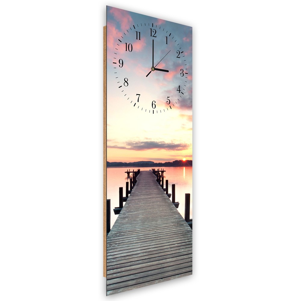 Classic fiberboard and paper wall clock with a bridge design