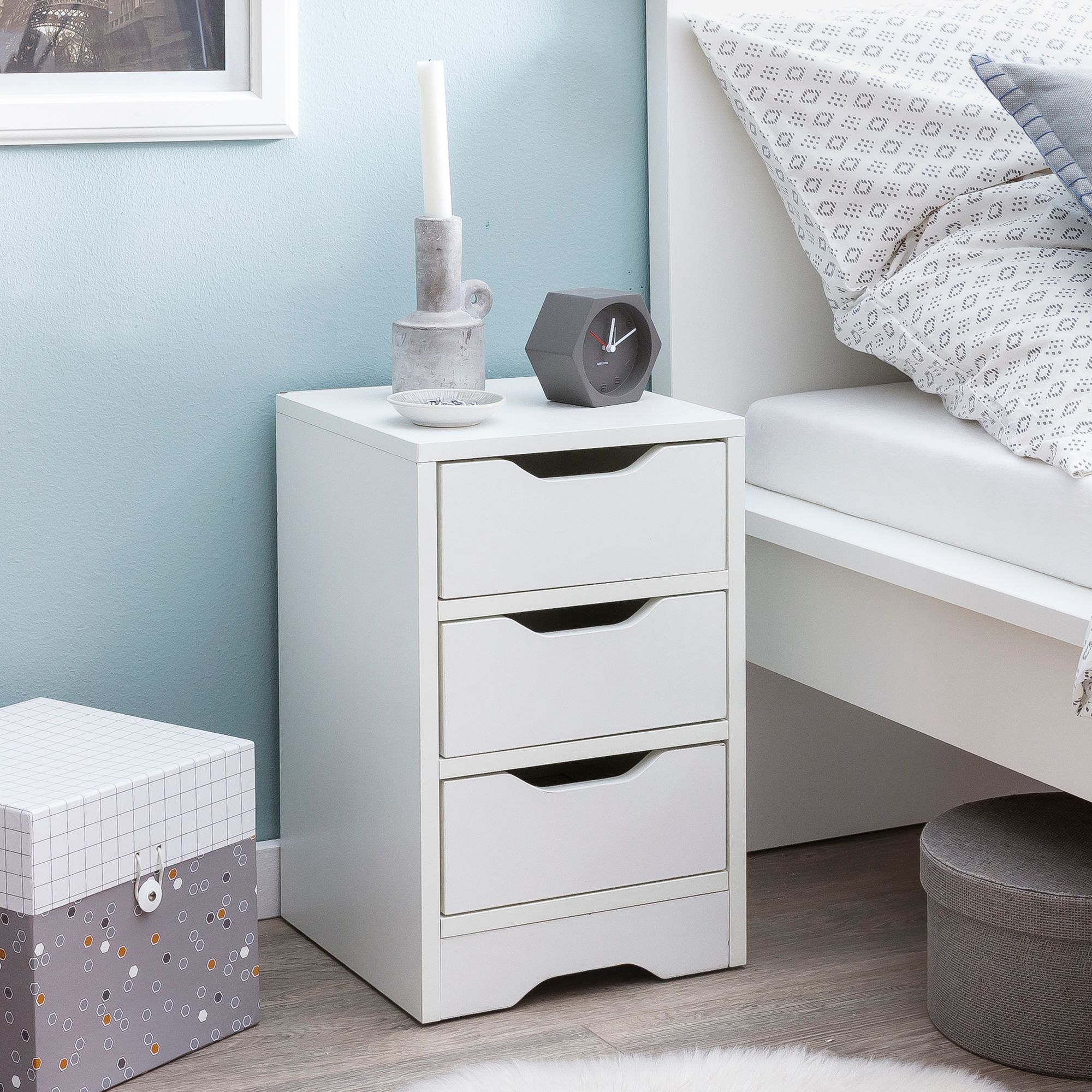 Night console wl5.704 31x49x31 cm white matt with 3 drawers