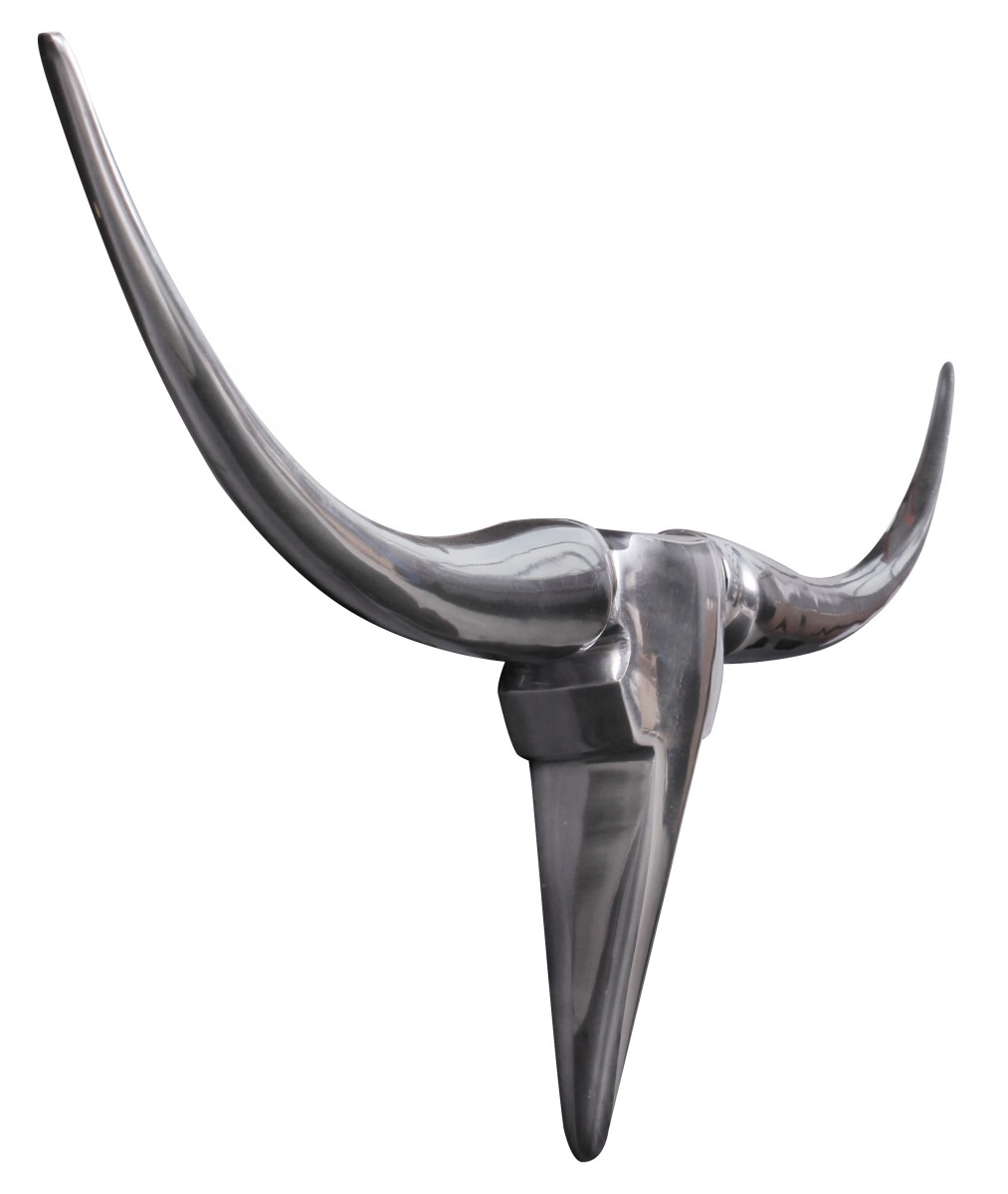 Wohnling bull geweih s wanddekoration 74cm breit alu aluminium silber wandgeweih