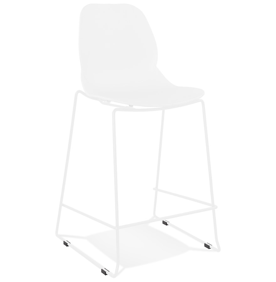 'BERLIN MINI' white stackable mid-height snack stool with white metal leg