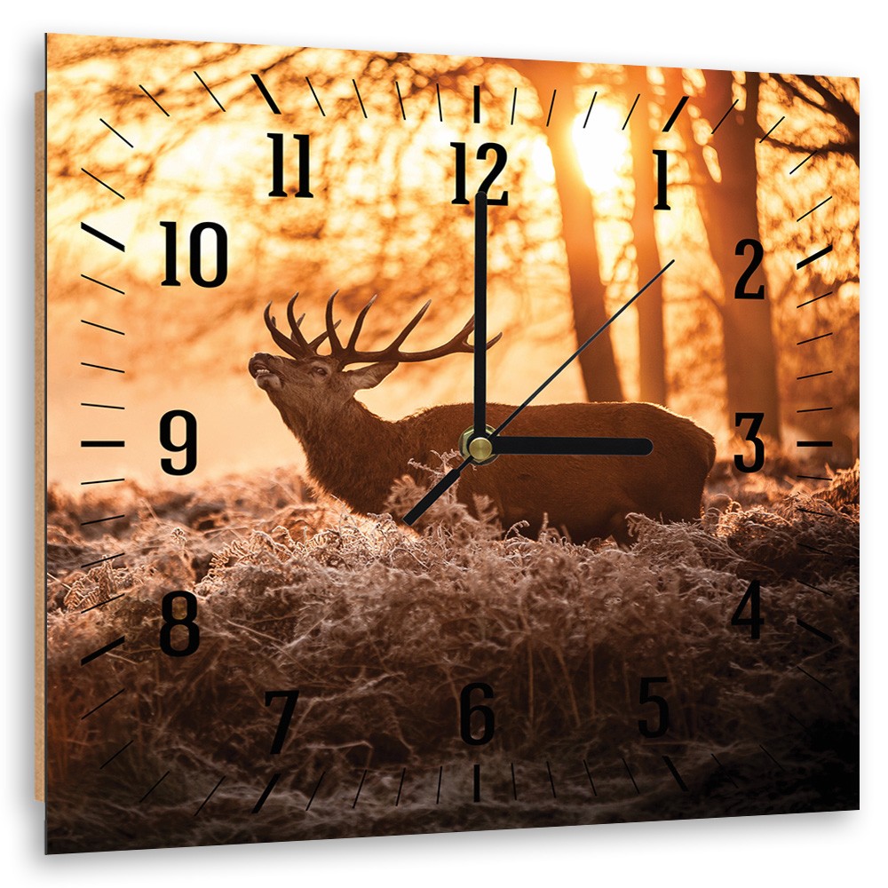 Classic fiberboard animal motif wall clock with brown finish