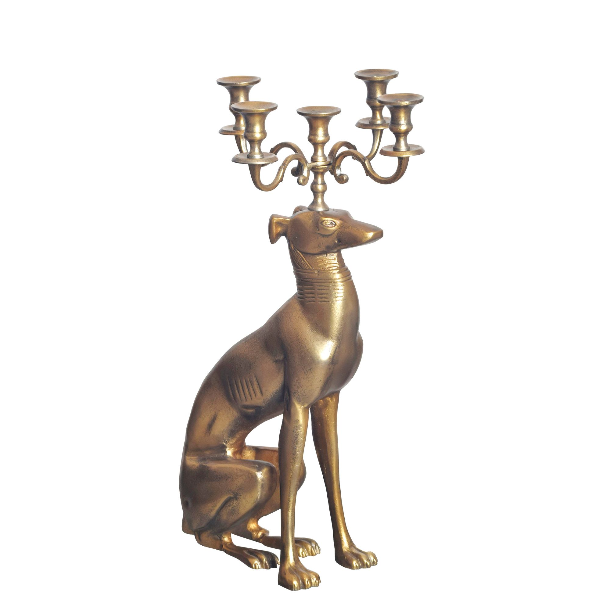 WOHNLING candle holder greyhound aluminium 69 cm gold candlestick candlestick