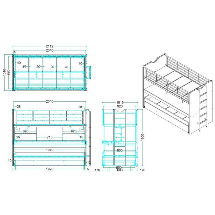 Bonny 80 mid sleeper turquoise *