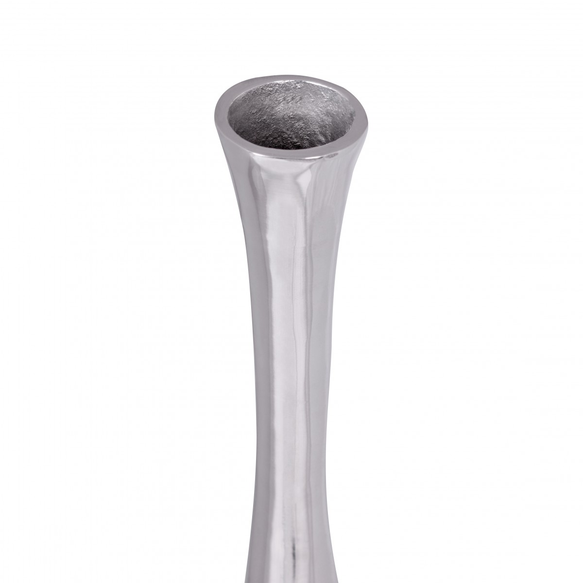 Vase décoratif grande BOTTLE S aluminium moderne avec 1 ouverture en argent, grand vase à fleurs en aluminium fait main, grand vase décoratif pour fleurs