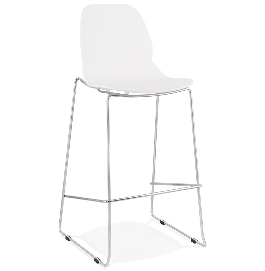 Alterego Bar Stool BERLIN Frame Colour Chrome Seat White