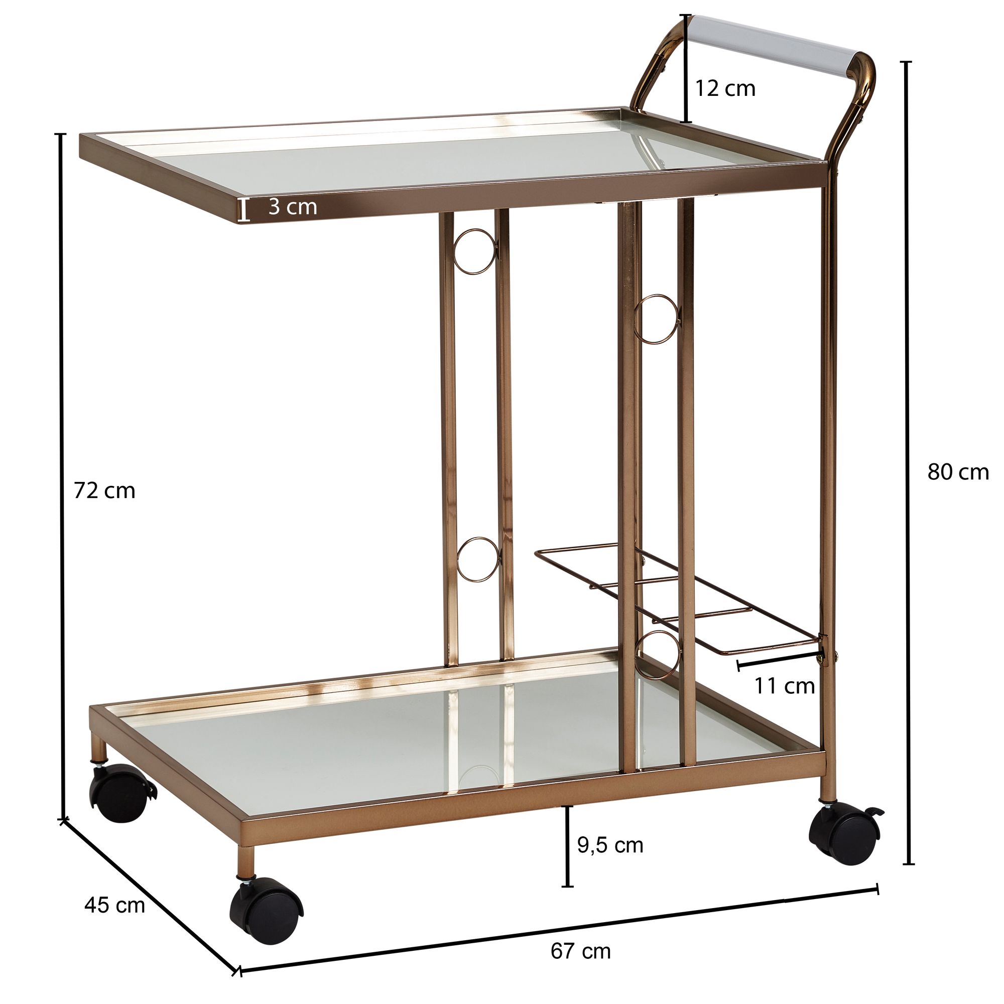 Design chariot de service or 67x80x45 cm