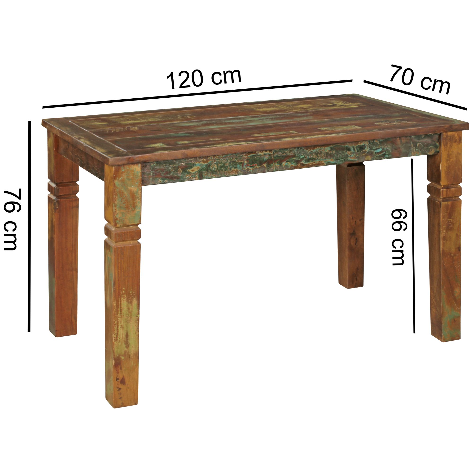 Table à manger kalkutta 120 x 70 x 76 cm mango minable en bois massif chic