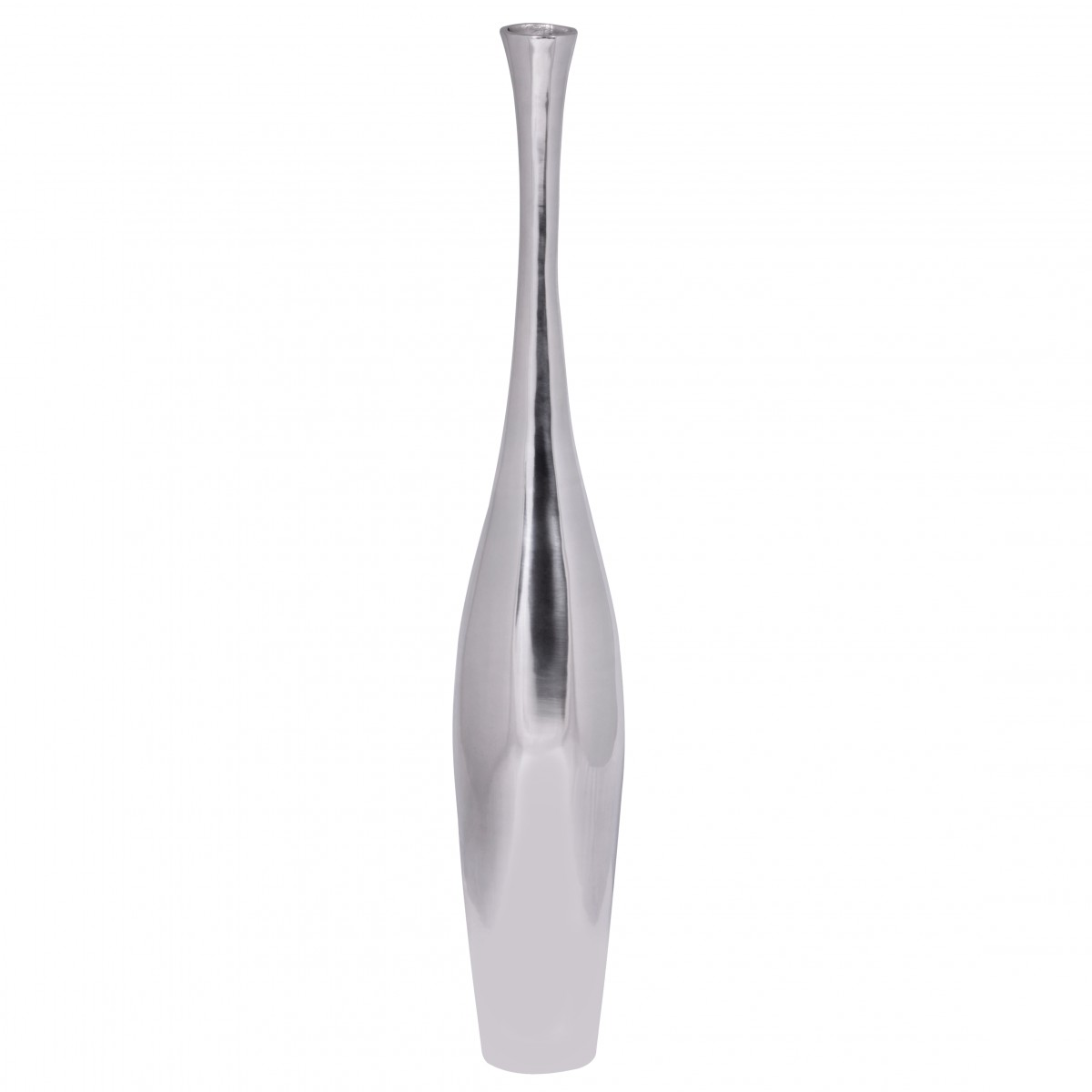 Vase décoratif grande BOTTLE S aluminium moderne avec 1 ouverture en argent, grand vase à fleurs en aluminium fait main, grand vase décoratif pour fleurs