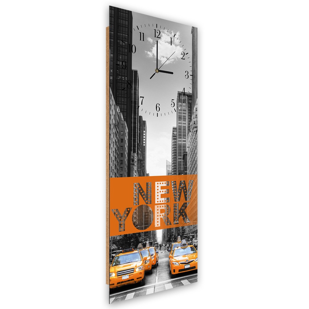 Classic fiberboard and paper wall clock with an orange and gray color finish