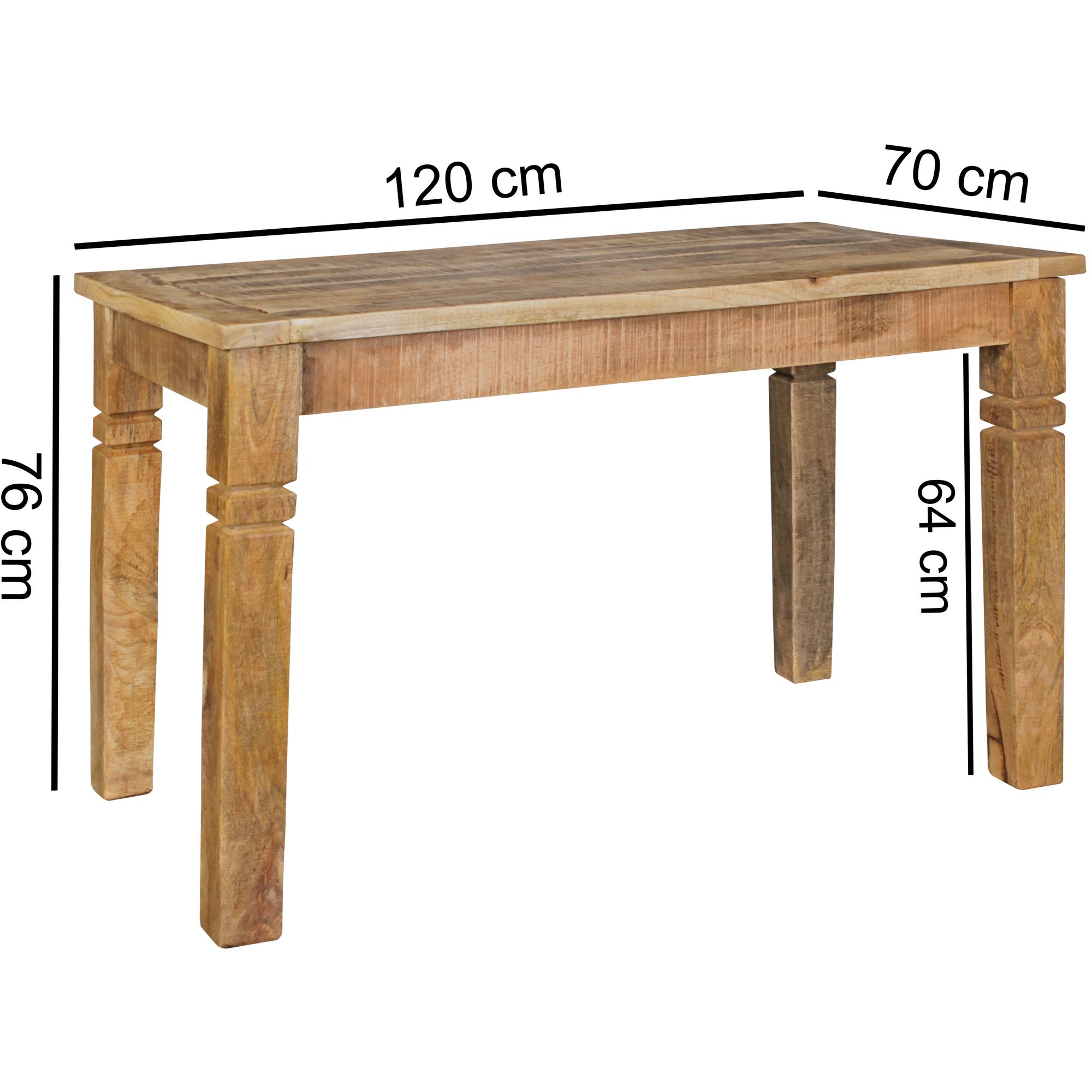 Table à manger rustica 120 x 70 x 76 cm solid-bois mango