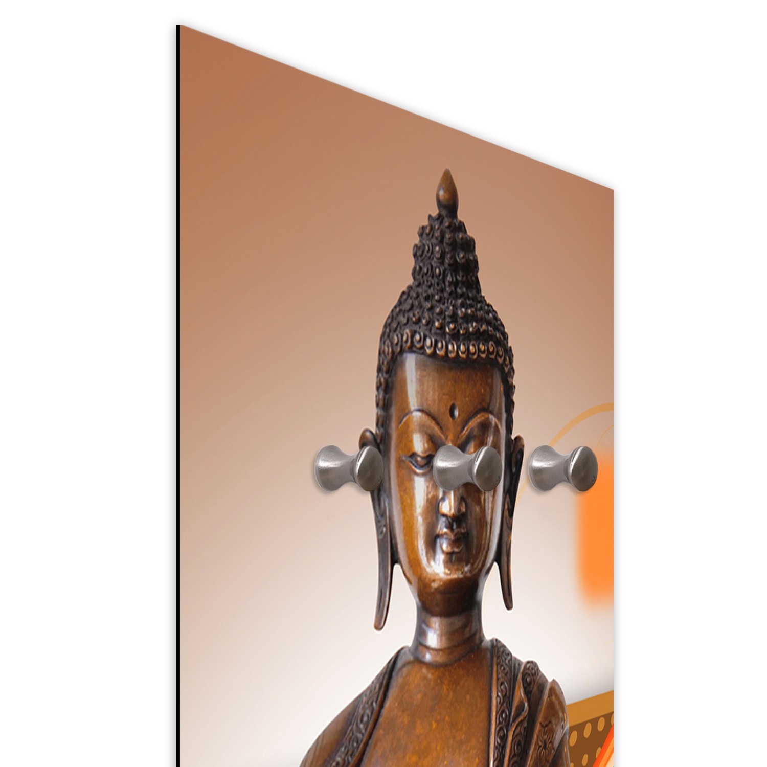 Garderobenständer aus faserplatte und satinpapier mit braunem buddha-design