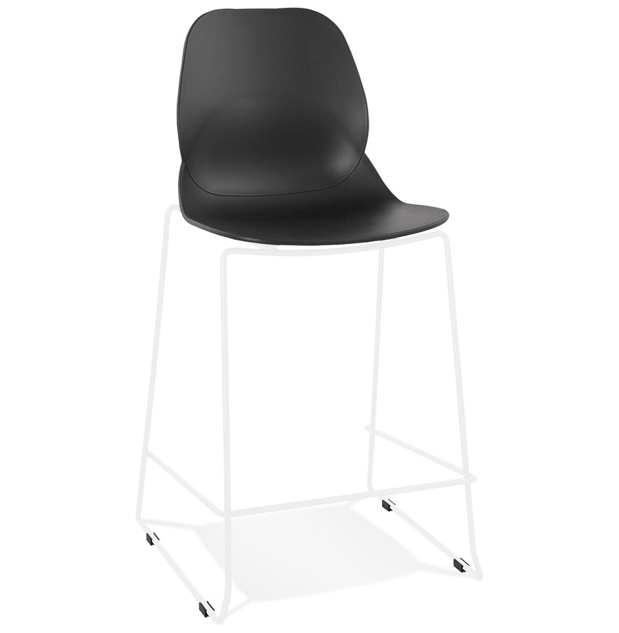 'BERLIN MINI' black mid-height stackable snack stool with white metal leg