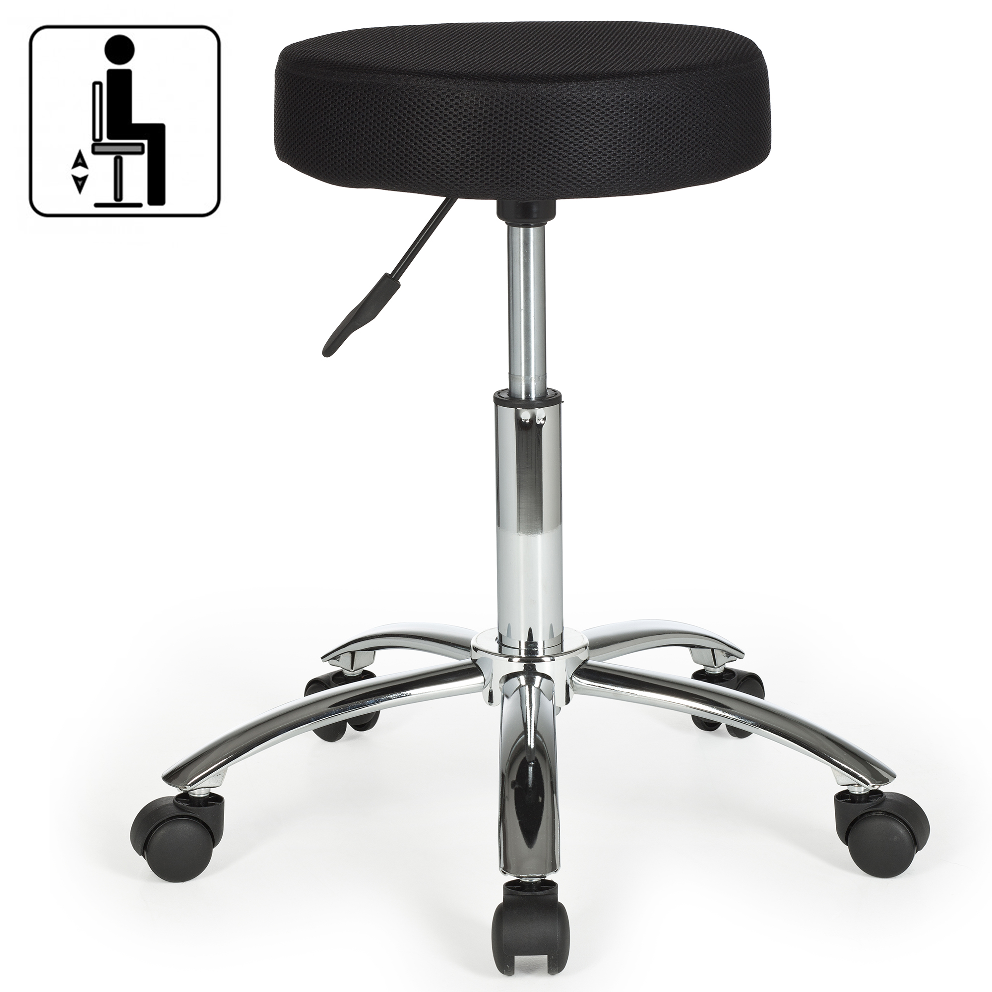 Tabouret Leon Design Tabouret de Travail Housse en Tissu Noir, XL