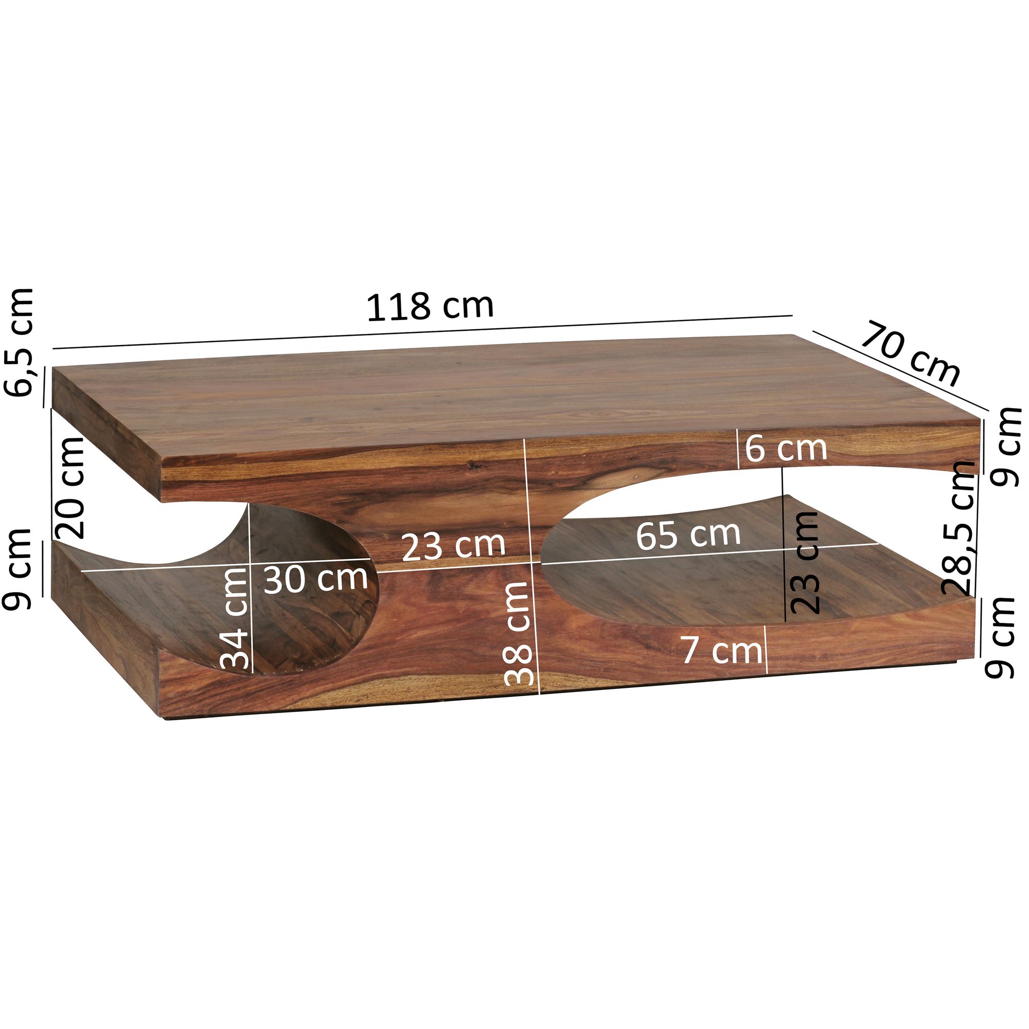 Table basse en bois massif sheesham table 118 cm de large conception de la table de salle à manger de style campagnard brun foncé