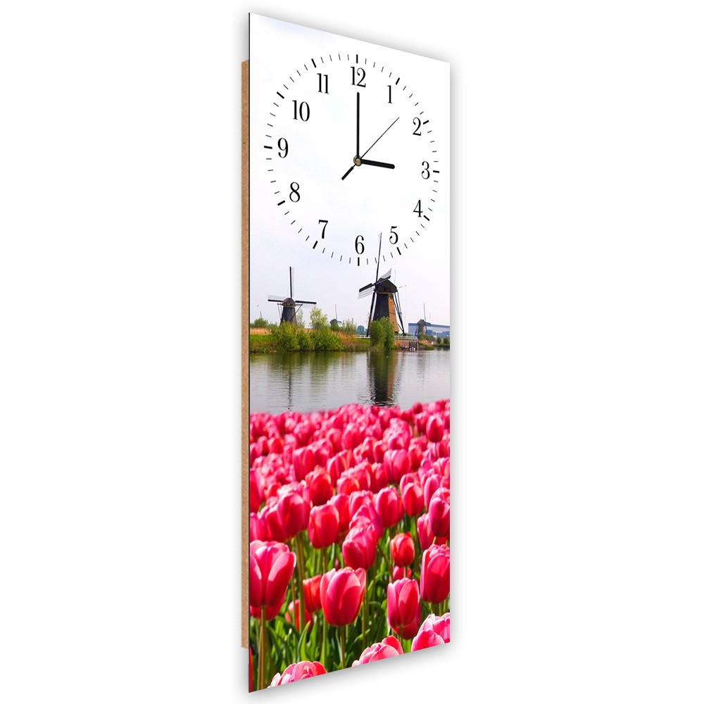 Classic fiberboard and paper wall clock with a pink finish