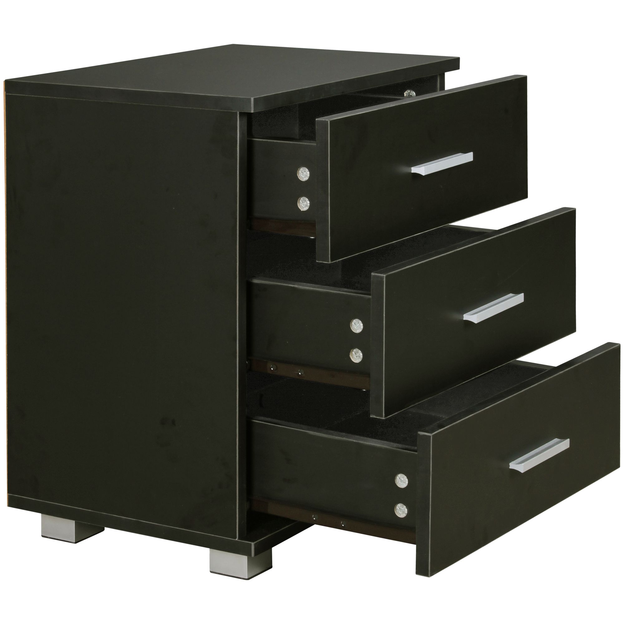 Nina wood night console with 3 drawers black design nightstand 45 x 54 x 34 cm