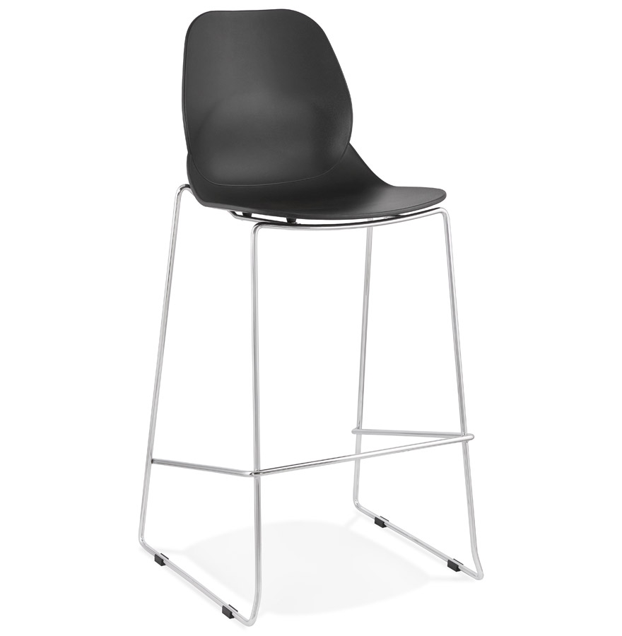 Alterego Bar Stool BERLIN Frame Colour Chrome Seat Black