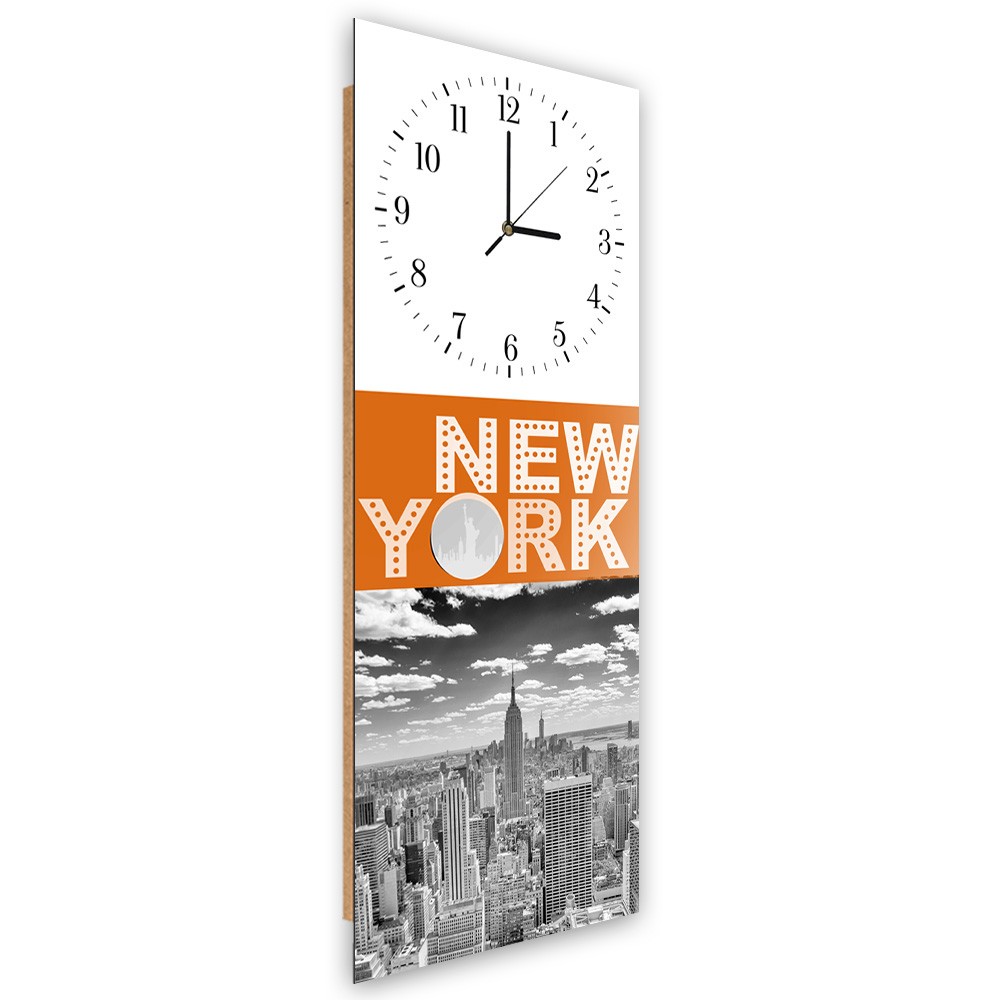 Classic fiberboard and paper wall clock with city pattern