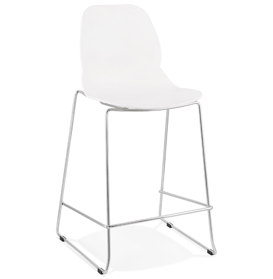 Alterego Bar Stool BERLIN MINI Frame Colour Chrome Seat White