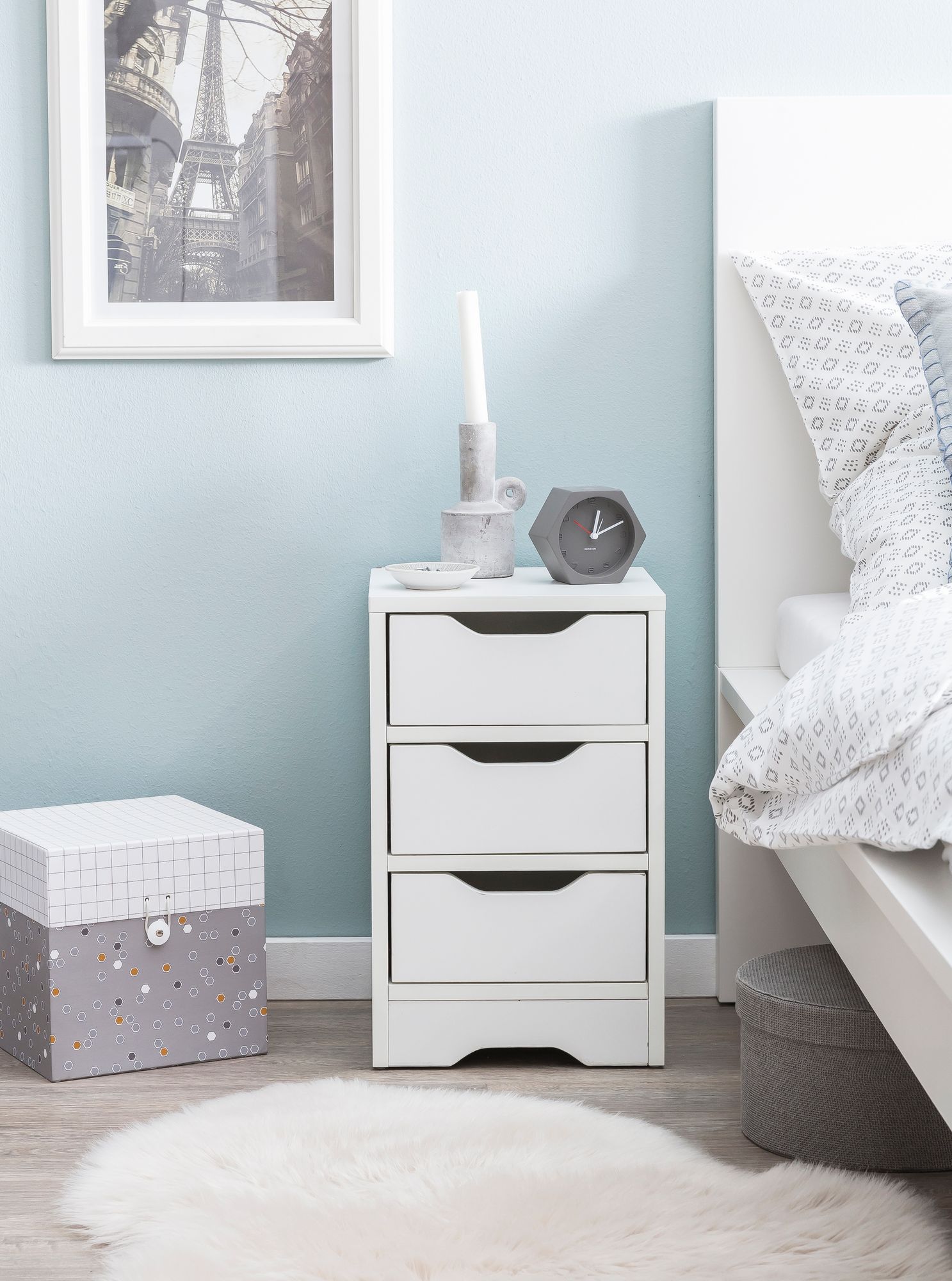 Night console wl5.704 31x49x31 cm white matt with 3 drawers