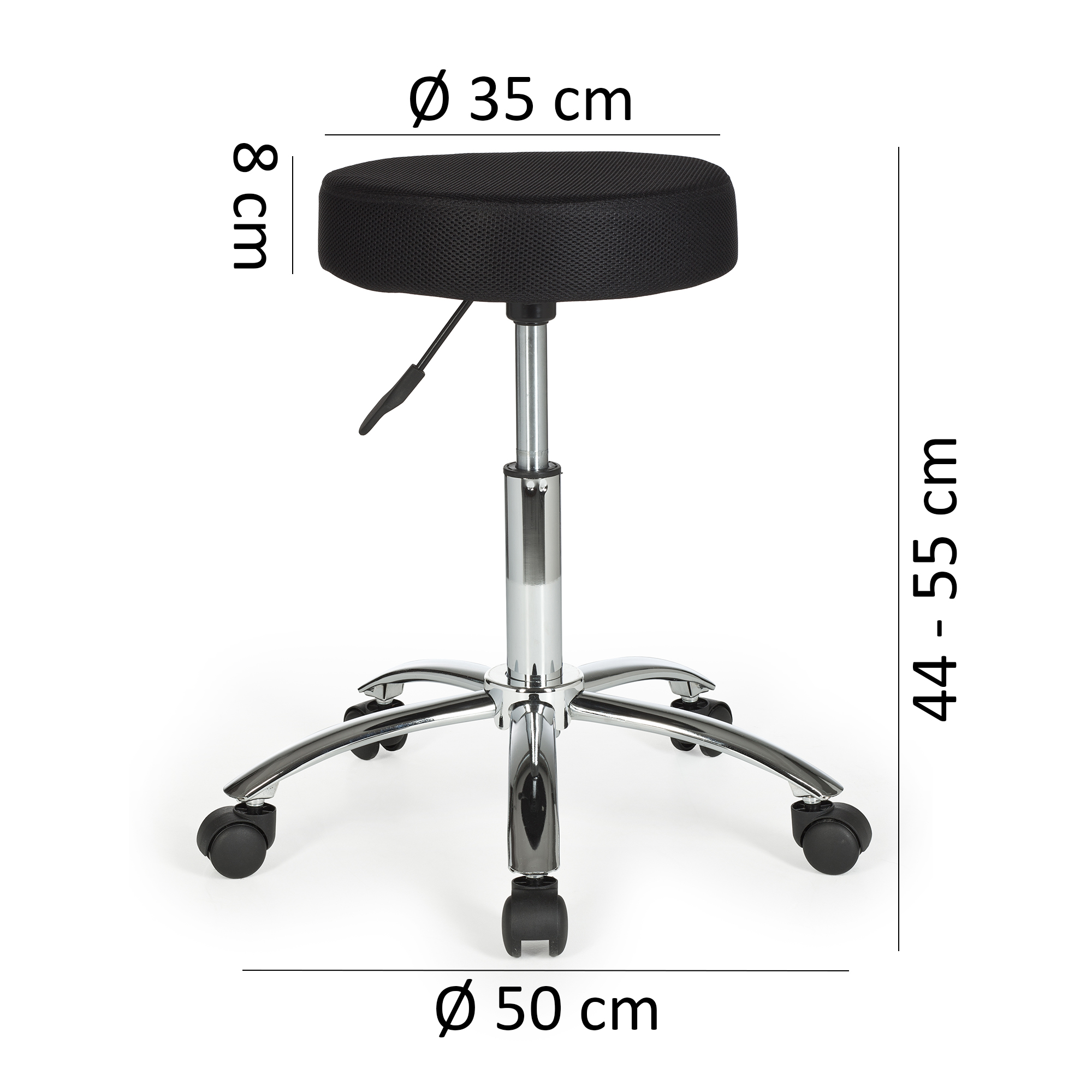 Tabouret Leon Design Tabouret de Travail Housse en Tissu Noir, XL