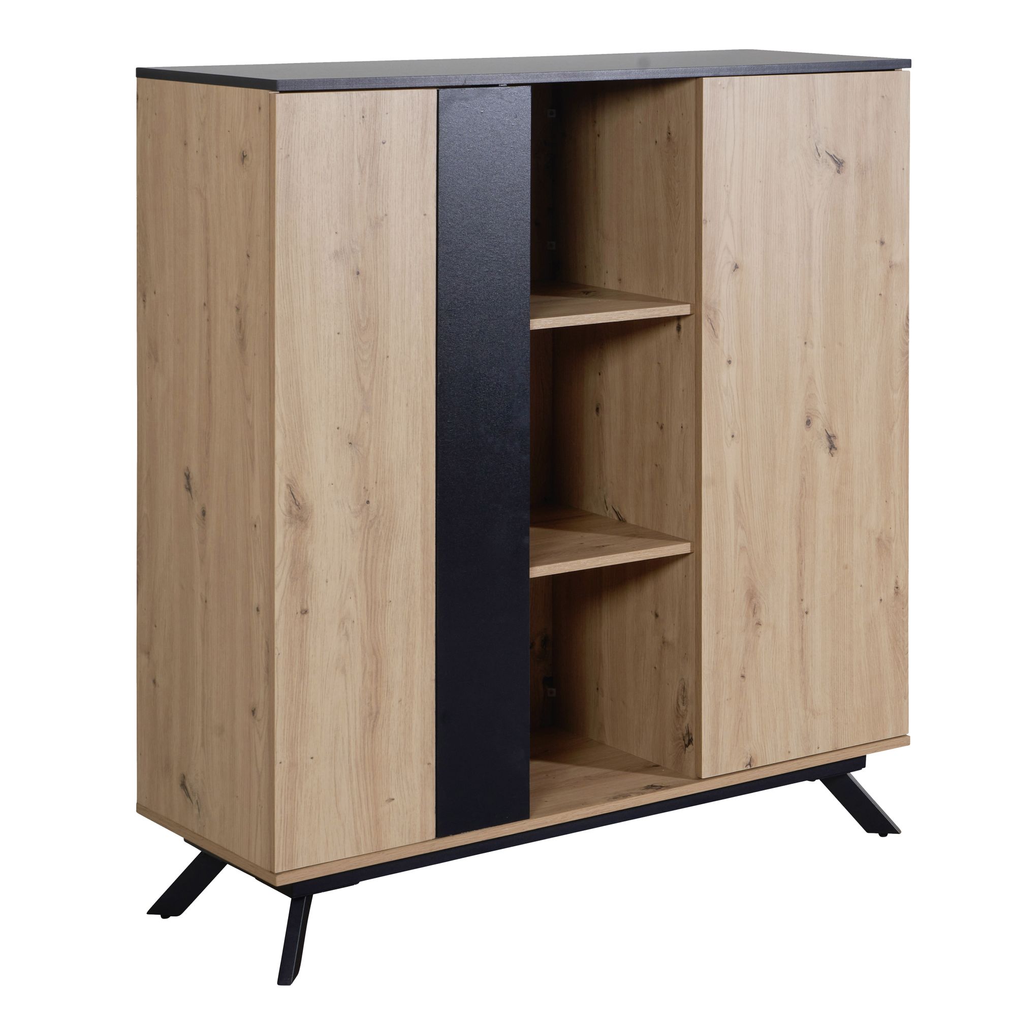 Wohnling highboard 110x125x40 cm mdf sideboard eiche dekor kommode anrichte