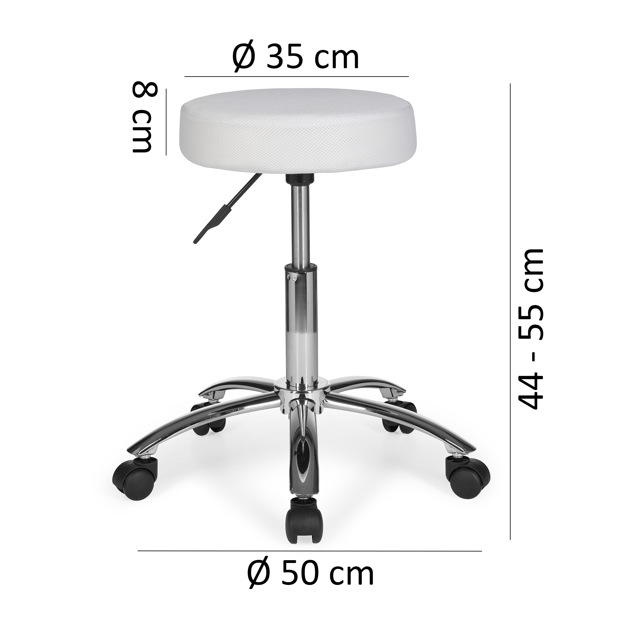 Amstyle arbeitshocker rollhocker stoff arbeitsstuhl kosmetikhocker weiß