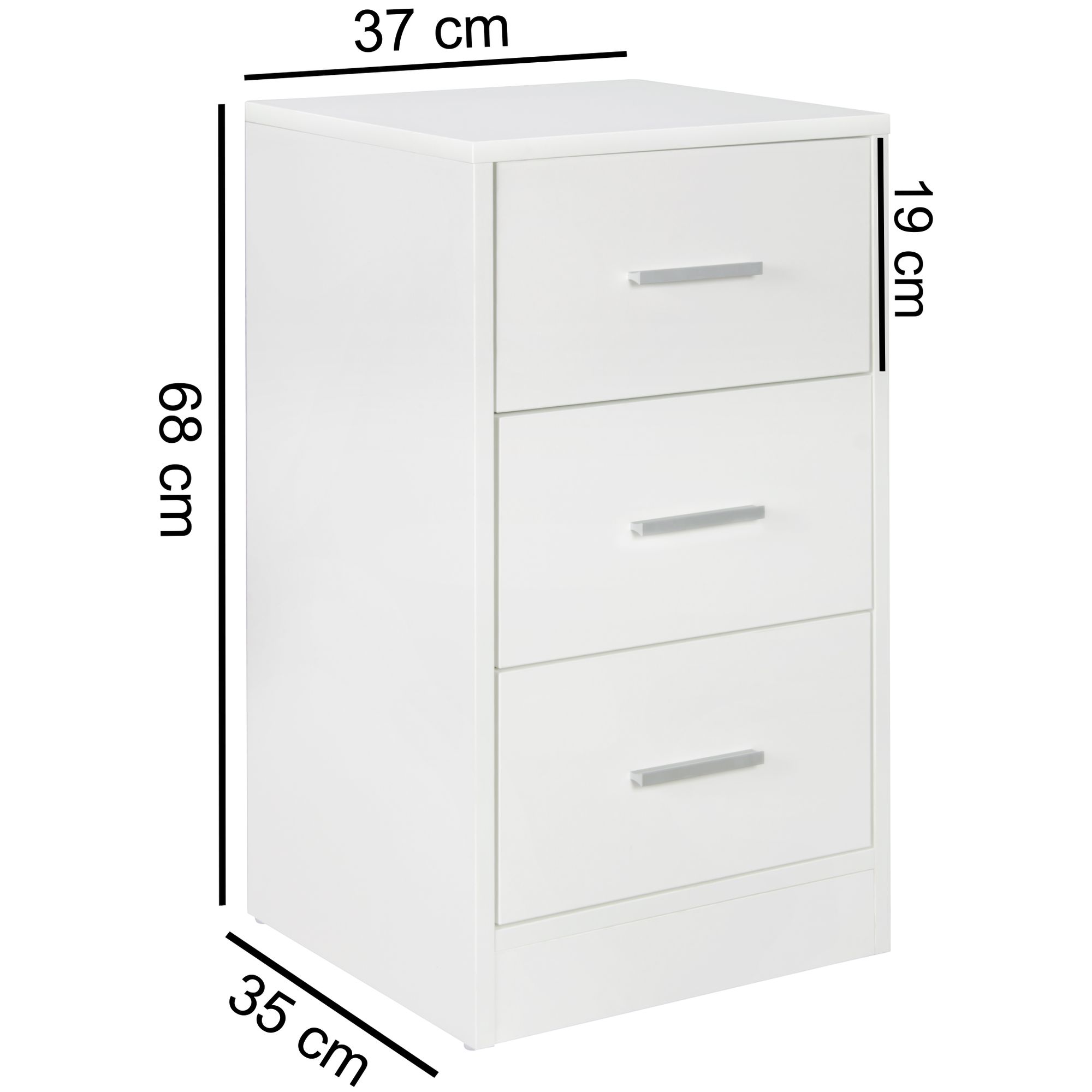 Nachtschrank kommode nachttisch schublade schlafzimmer boxspring 68 cm weiss