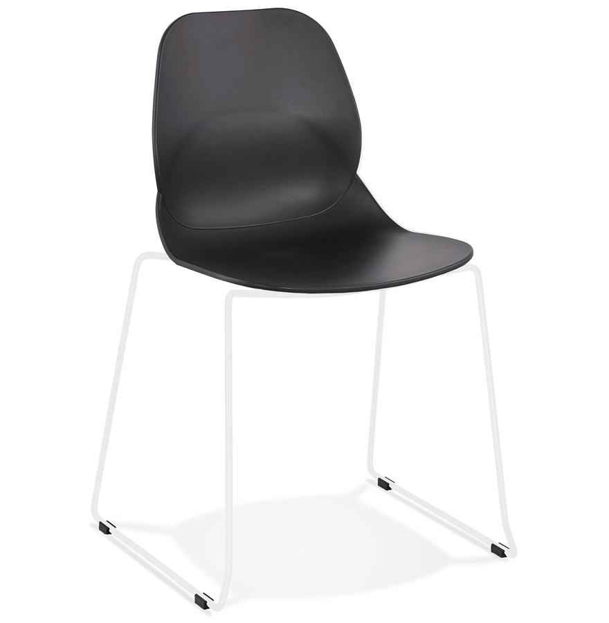 'NUMERIK' black designer chair with white metal legs