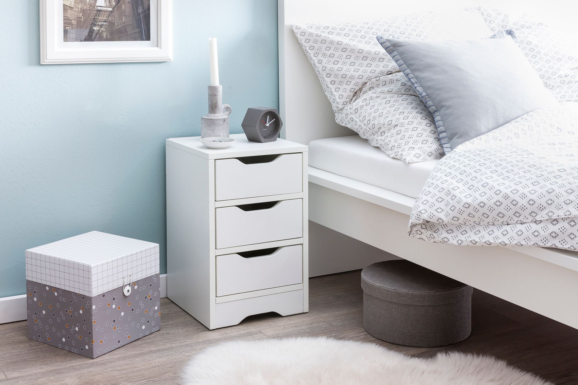 Night console wl5.704 31x49x31 cm white matt with 3 drawers