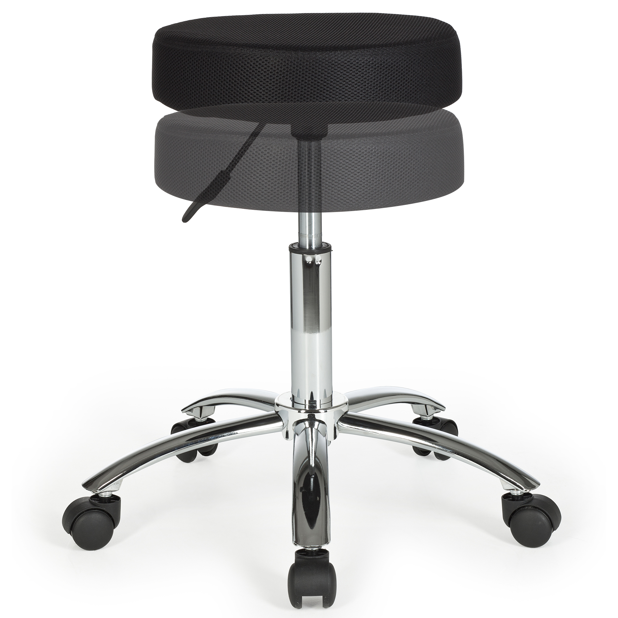 Tabouret Leon Design Tabouret de Travail Housse en Tissu Noir, XL