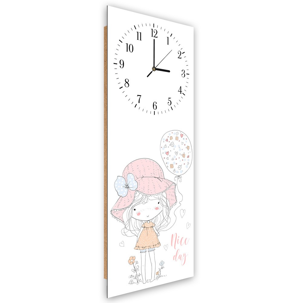 Classic fiberboard wall clock with pink and white color finish