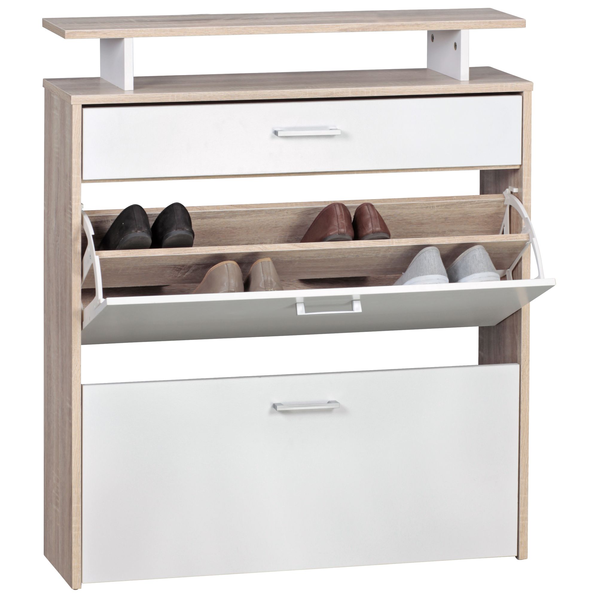 Wohnling schuhkipper holz 80x95x24cm modern sonoma eiche schuhschrank schuhregal