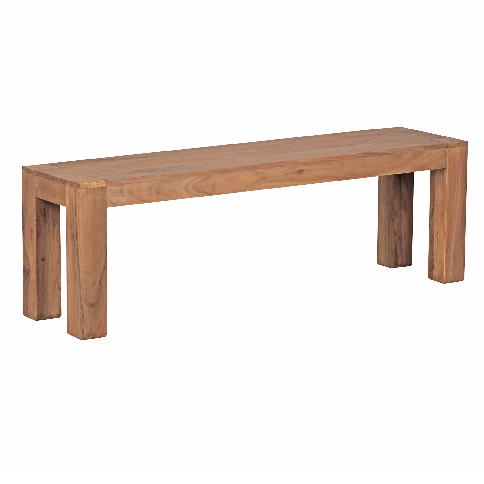 Banc de salle à manger MUMBAI en bois d'acacia massif 140 x 45 x 35 cm, produit naturel de style maison de campagne