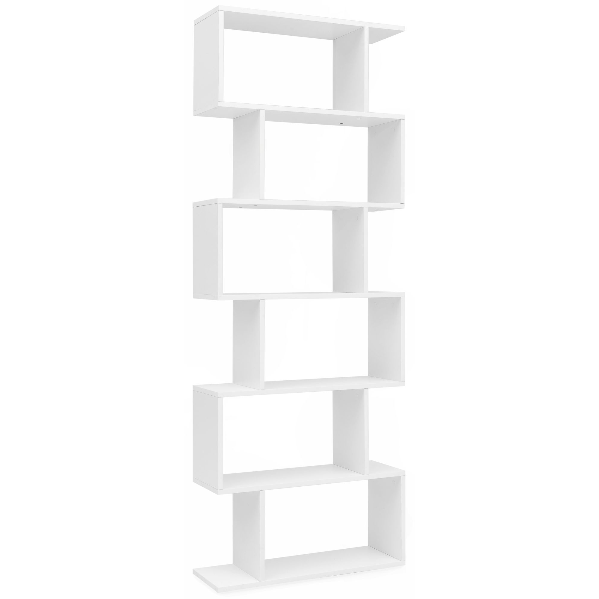 Wohnling bücherregal wl5.691 standregal aktenregal holzregal weiß 6 fächer groß