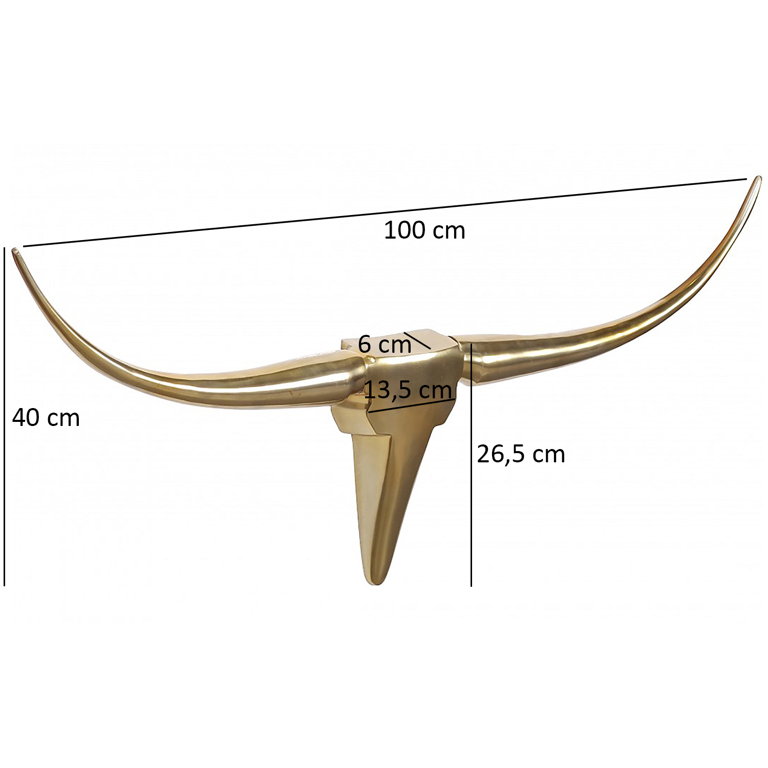 Wohnling deko geweih bull m aluminium design hörner 100cm wanddekoration gold