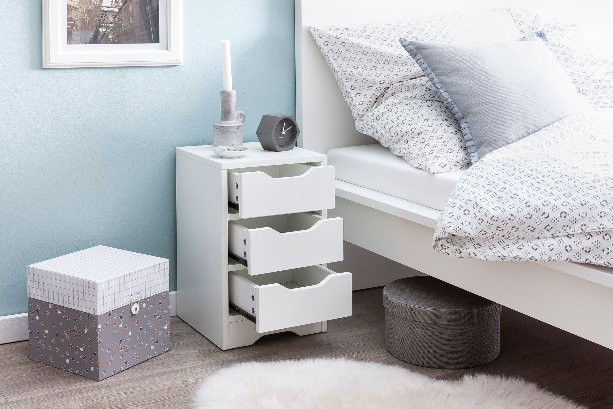 Night console wl5.704 31x49x31 cm white matt with 3 drawers