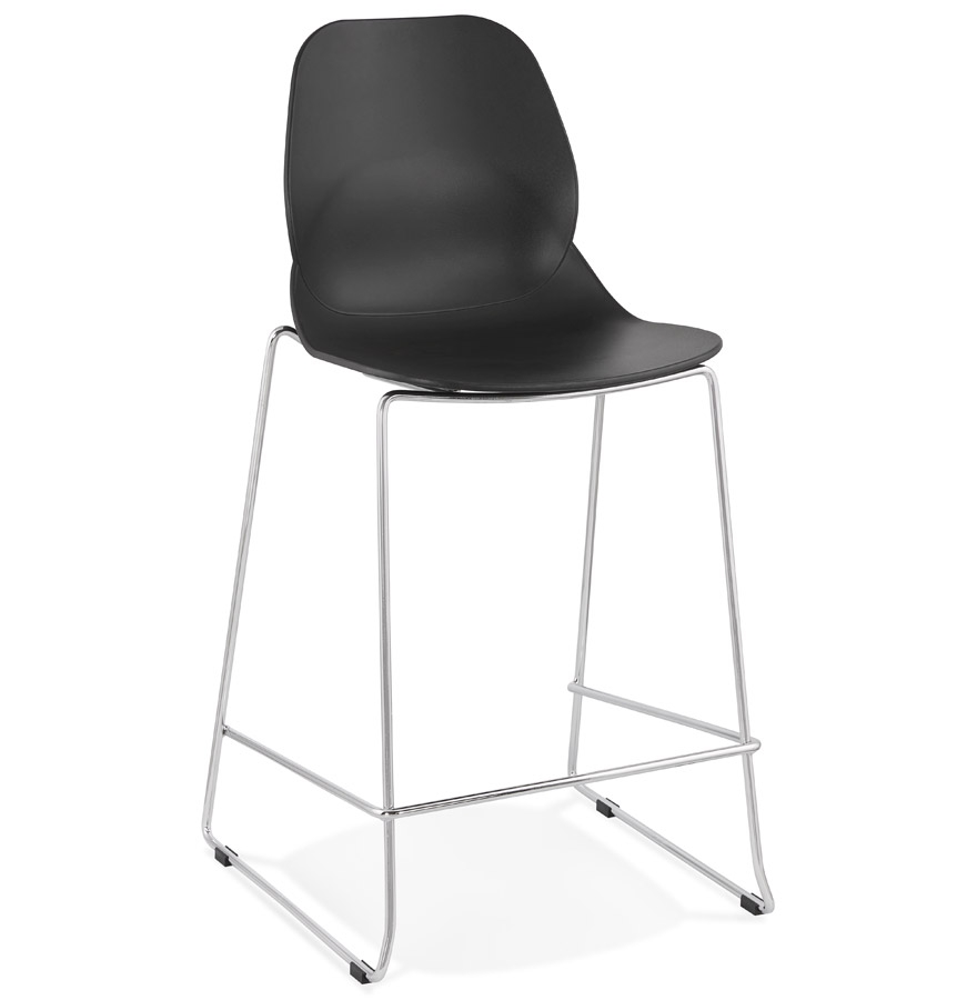 Alterego Bar Stool BERLIN MINI Frame Colour Chrome Seat Black