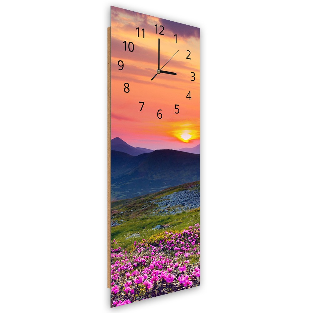 Classic fiberboard and paper wall clock with mountain design