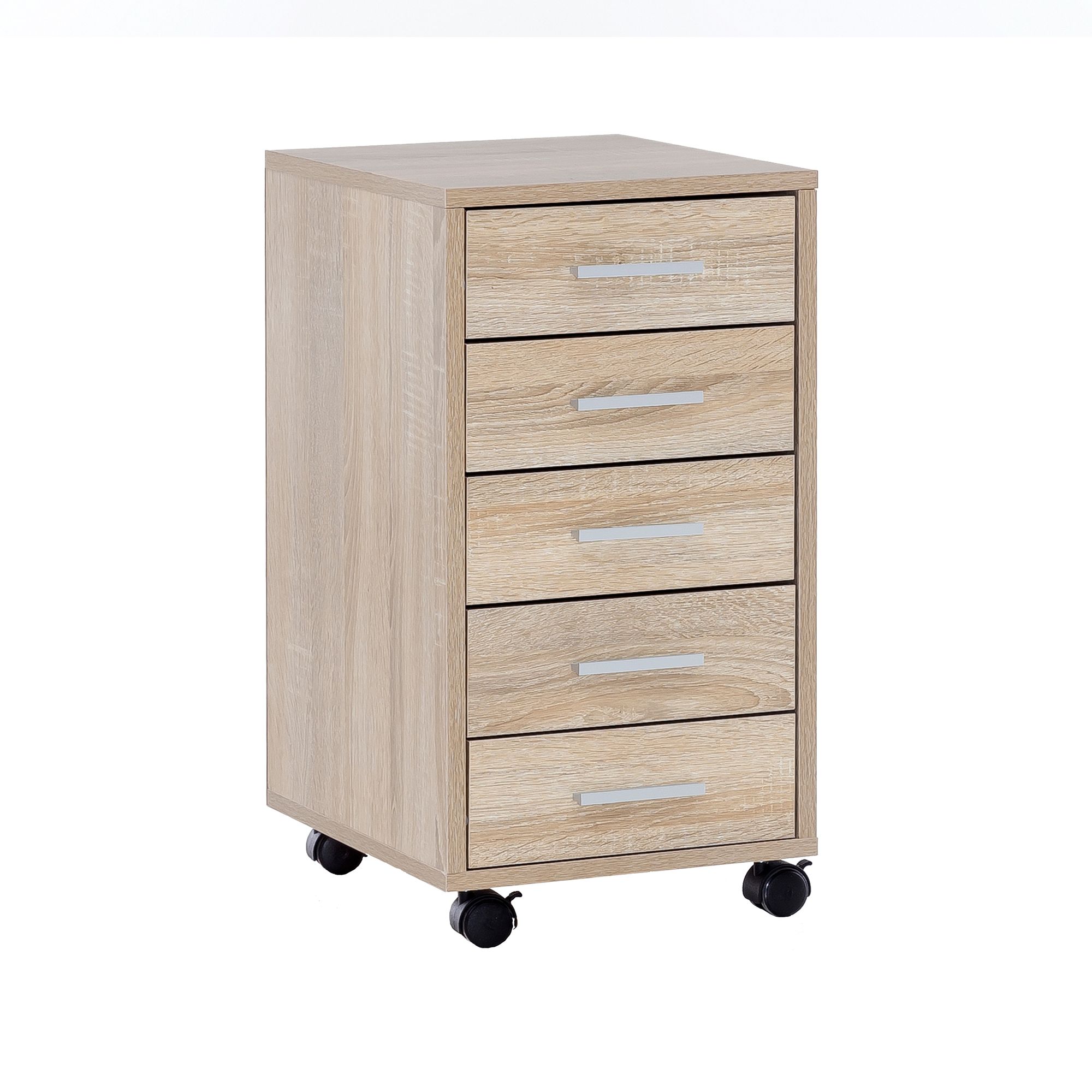 Rollcontainer holz rollen standcontainer 33x63x38cm sonoma schreibtischcontainer