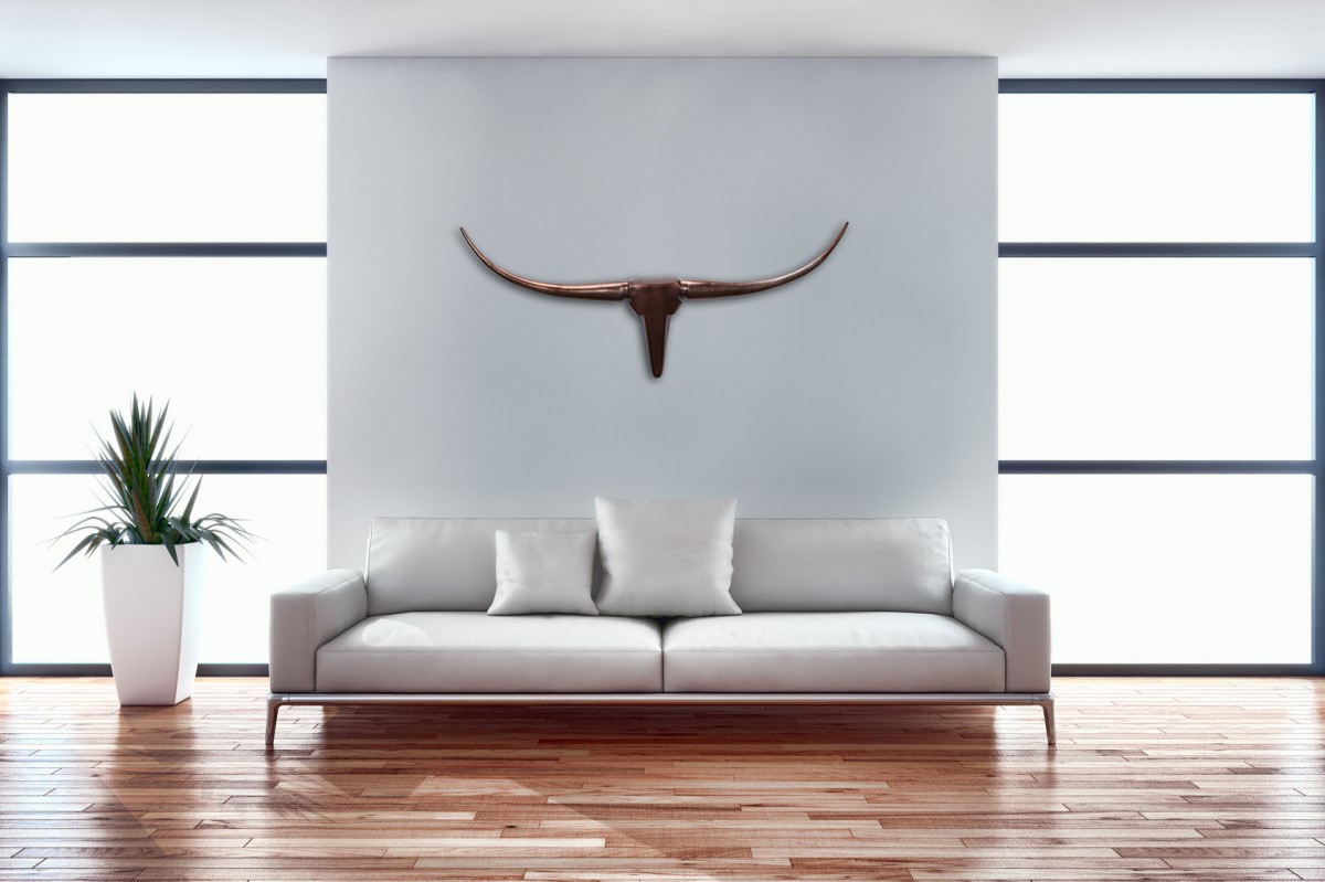 Wohnling deko geweih bull m aluminium design hörner 100cm wanddekoration bronze