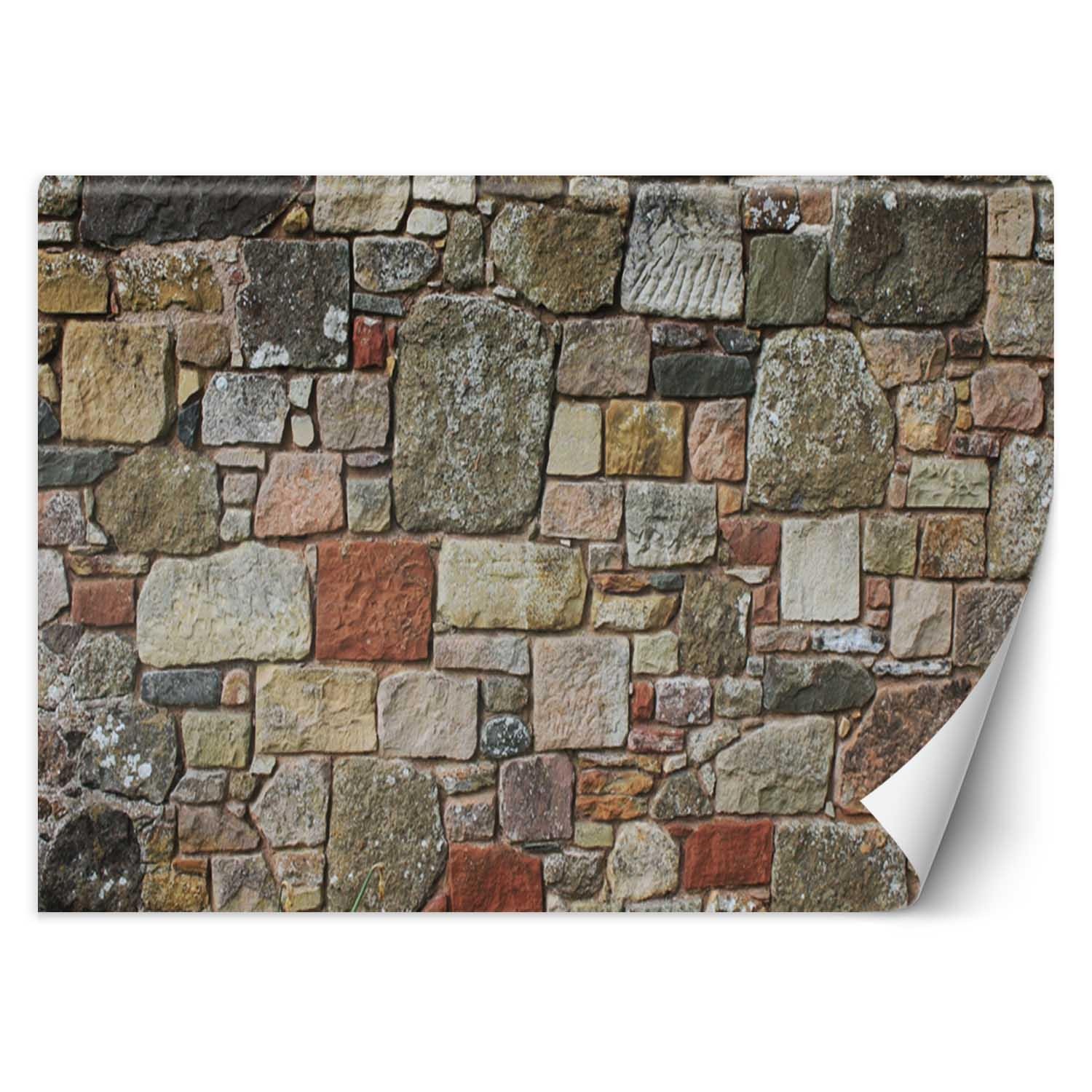 100 cm decorative wall mural in canvas with stone wall motif