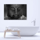 Cadre décoratif en mdf avec image de tête de bouddha pensant tons gris feeby-01