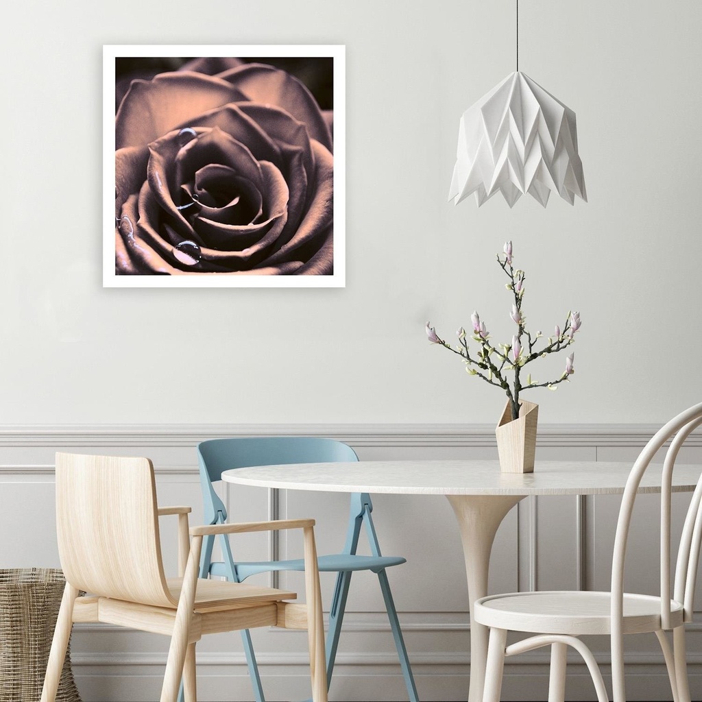 Cadre classique d'une fleur imprimé sur toile avec cadre en mdf finition de couleur rose feeby-01