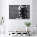 Cadre imprimé sur toile avec image de bouddha sur fond gris fabriqué en mdf et toile feeby-01