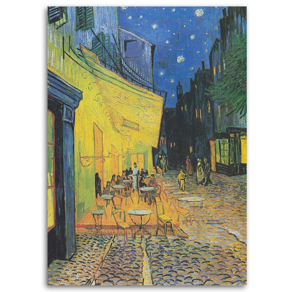 Impression sur toile reproduction terrasse du café le soir de van gogh feeby-02