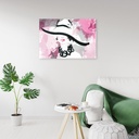 Cadre décoratif fabriqué en mdf avec image de femme avec chapeau blanc et rose feeby-01